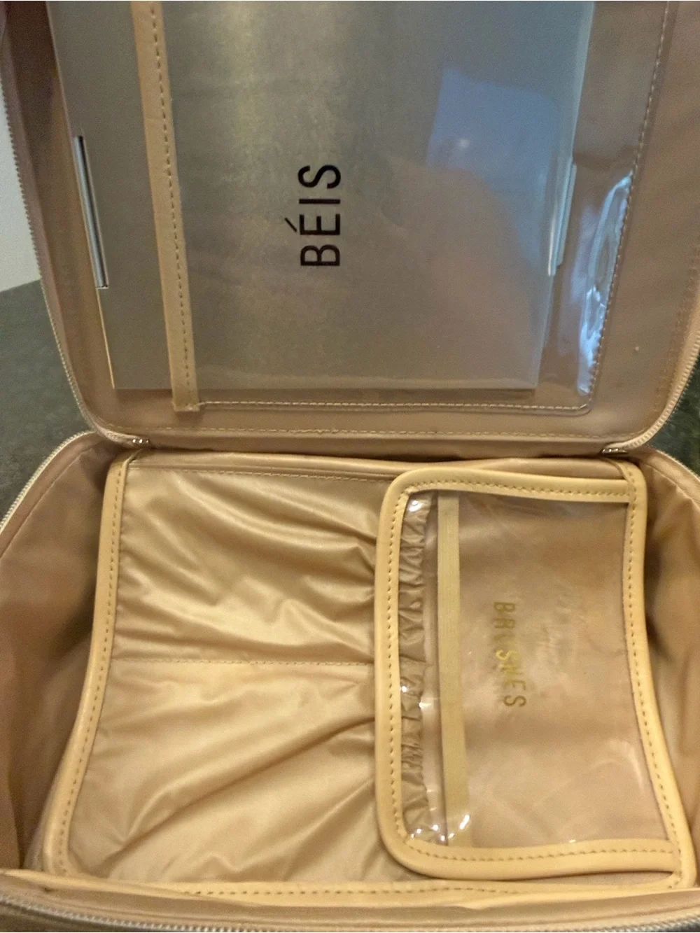 Beige Leather Cosmetic Case